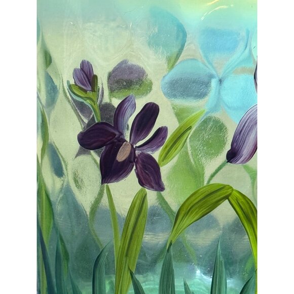Vintage Fenton Designer Showcase Series Flip Vase  Artist Signed Purple Iris - Picture 4 of 9